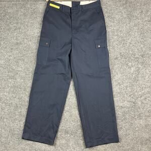 Aramark Work Pants Mens Size 36 Navy Utility Cargo Pockets Industrial Uniform